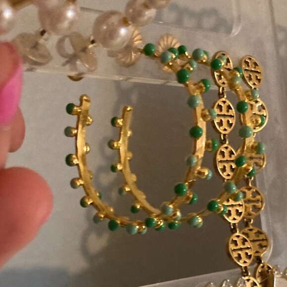 Sylvia Toledano Tutti Frutti Boucles Earrings, gold vert and turquoise - Picture 2 of 2